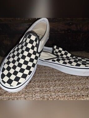 Vans Slip-On Checkerboard S - Black & White Excellent Condition Size W-8/ M-6.5